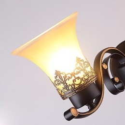 Dobbelthodet Amerikansk Landlig Vintage Vegglampe I Metall Med Glass For Kantine, Stue, Entré, Dekorer Vegglampe