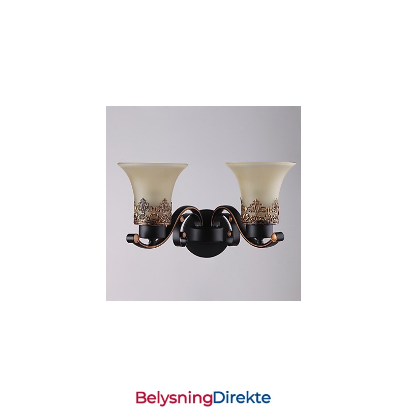 Dobbelthodet Amerikansk Landlig Vintage Vegglampe I Metall Med Glass For Kantine, Stue, Entré, Dekorer Vegglampe