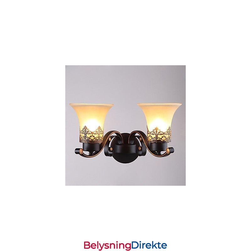 Dobbelthodet Amerikansk Landlig Vintage Vegglampe I Metall Med Glass For Kantine, Stue, Entré, Dekorer Vegglampe