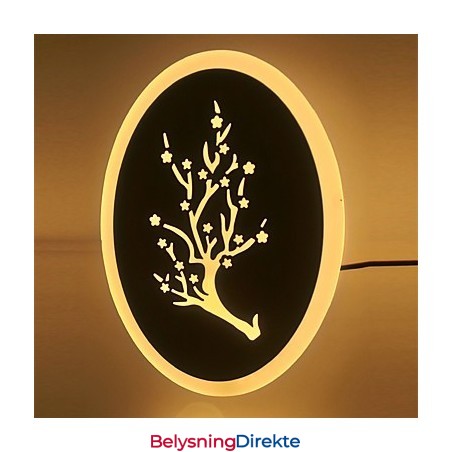 Plomme Utskåret Akryl Skrubbevegglampe Rund Formet Nattbordslampe Korridorlys Varm Hvit Ac220V