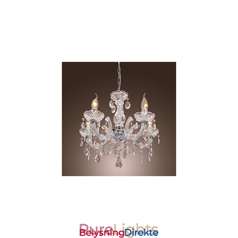 Upligh Krom Taklampe Stearinlys Akryl Armatur Lysekrone Anheng