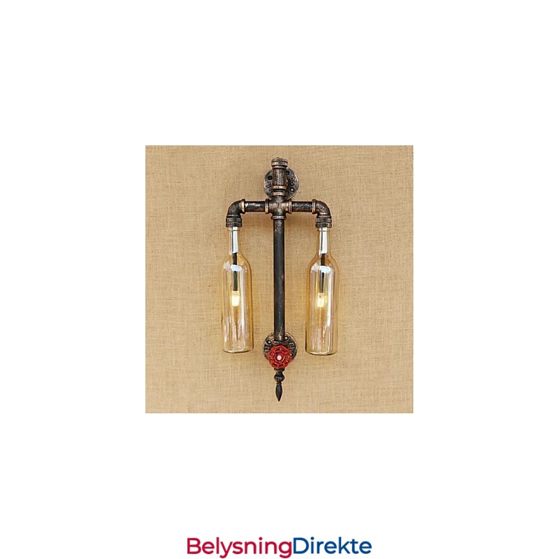 Amerikansk Tema Restaurantbar Strykejern Med Bryter Vannrør Vinflaske Vegglampe Ravfarget