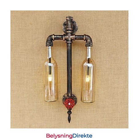 Amerikansk Tema Restaurantbar Strykejern Med Bryter Vannrør Vinflaske Vegglampe Ravfarget