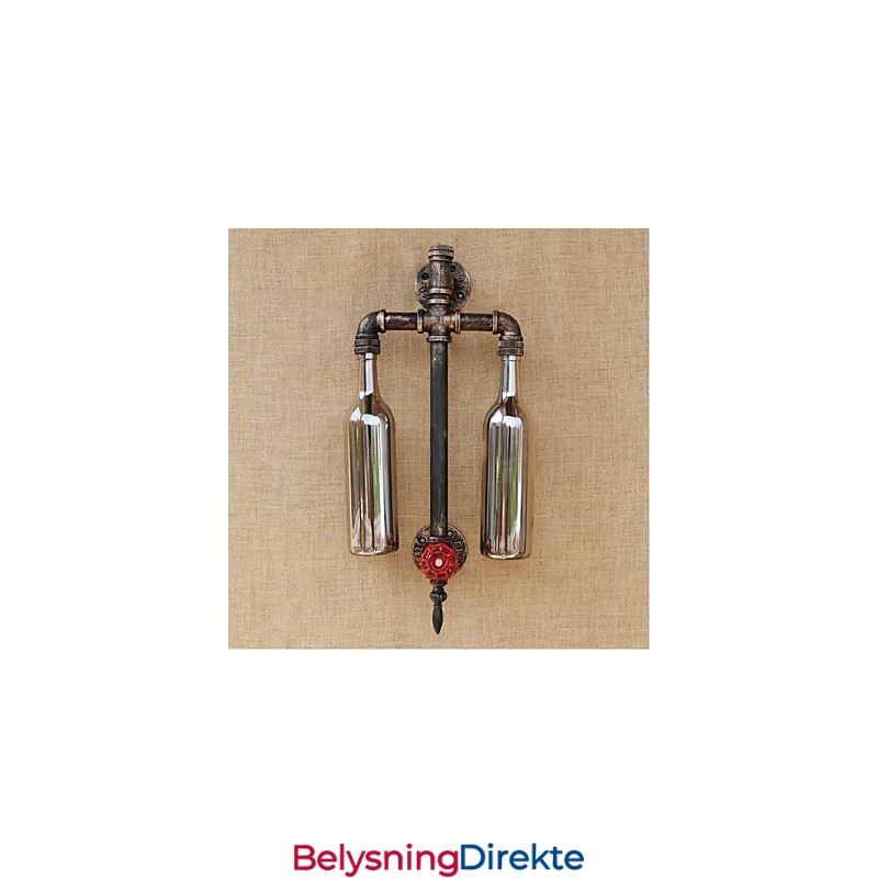 Amerikansk Tema Restaurantbar Strykejern Med Bryter Vannrør Vinflaske Vegglampe Grå