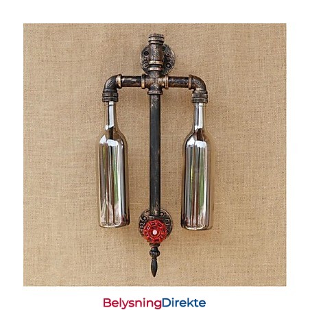 Amerikansk Tema Restaurantbar Strykejern Med Bryter Vannrør Vinflaske Vegglampe Grå