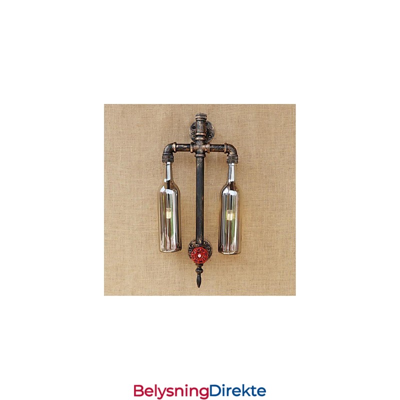 Amerikansk Tema Restaurantbar Strykejern Med Bryter Vannrør Vinflaske Vegglampe Grå