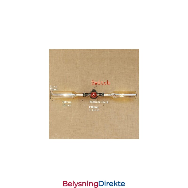 Retro Amerikansk Landsby Kreativ Industri Vind Designer Vannflaske Vegglampe Vegglampe Rav