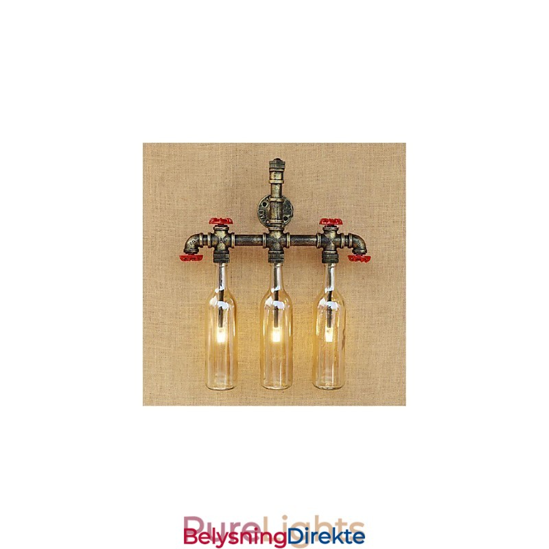 Retro Industriell Vindbryter Med Vannflaske Vegglampe Vegglampe Amber