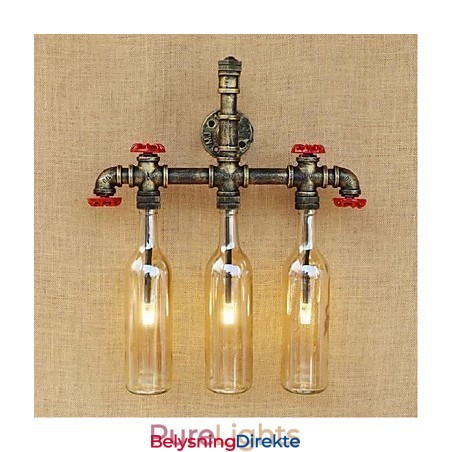 Retro Industriell Vindbryter Med Vannflaske Vegglampe Vegglampe Amber