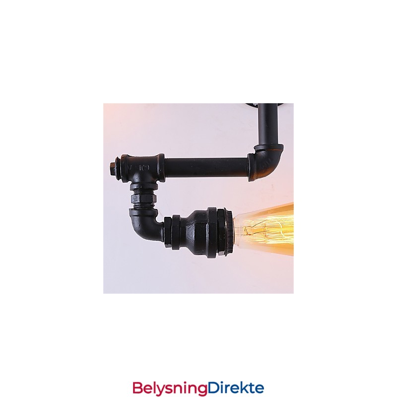 Vintage Industrielle Rørvegglamper Svarte Kreative Lys Restaurant Kafé Bar Dekorasjonsbelysning Med 3 Lys Malt Finish