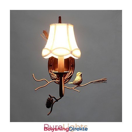 Nordamerikansk Vintage Vegglampe I Metall Med Fugl Og Kongle I Harpiks, Egnet For Stue/Spisestue