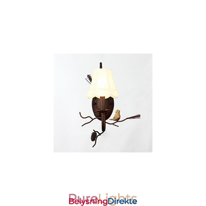 Nordamerikansk Vintage Vegglampe I Metall Med Fugl Og Kongle I Harpiks, Egnet For Stue/Spisestue