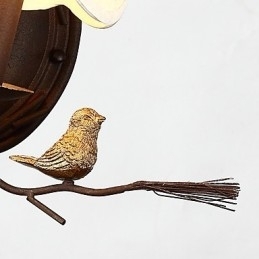 Nordamerikansk Vintage Vegglampe I Metall Med Fugl Og Kongle I Harpiks, Egnet For Stue/Spisestue