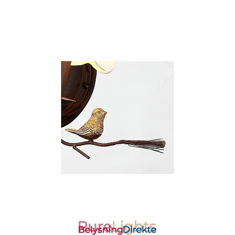 Nordamerikansk Vintage Vegglampe I Metall Med Fugl Og Kongle I Harpiks, Egnet For Stue/Spisestue