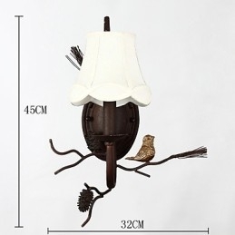 Nordamerikansk Vintage Vegglampe I Metall Med Fugl Og Kongle I Harpiks, Egnet For Stue/Spisestue