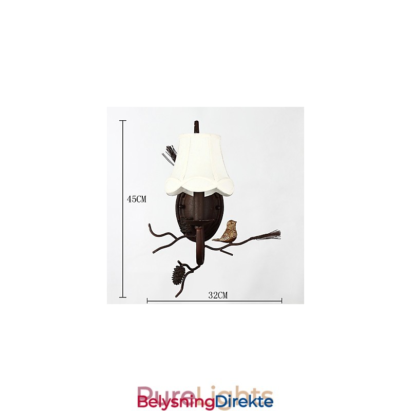 Nordamerikansk Vintage Vegglampe I Metall Med Fugl Og Kongle I Harpiks, Egnet For Stue/Spisestue