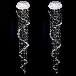 Krystall Pendellampe Lysekronebelysning 5 Lys Sølv Canpoy Klar K9 Krystall Helix Taklamper