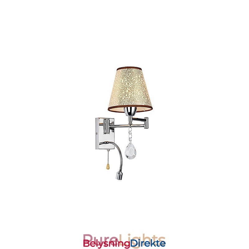 Vegglampe Til Soverom Leselampe Stofflampe Moderne Samtidsriktig Landlig Kromfunksjon Krystall Svingarm
