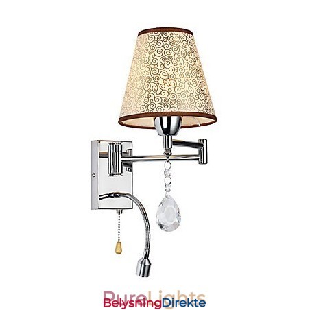 Vegglampe Til Soverom Leselampe Stofflampe Moderne Samtidsriktig Landlig Kromfunksjon Krystall Svingarm