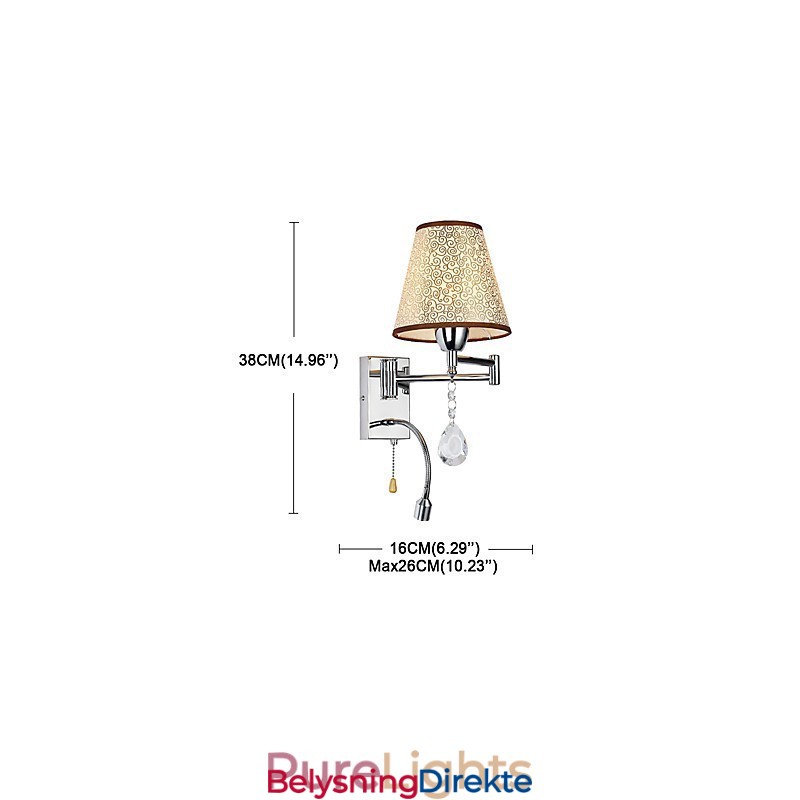 Vegglampe Til Soverom Leselampe Stofflampe Moderne Samtidsriktig Landlig Kromfunksjon Krystall Svingarm