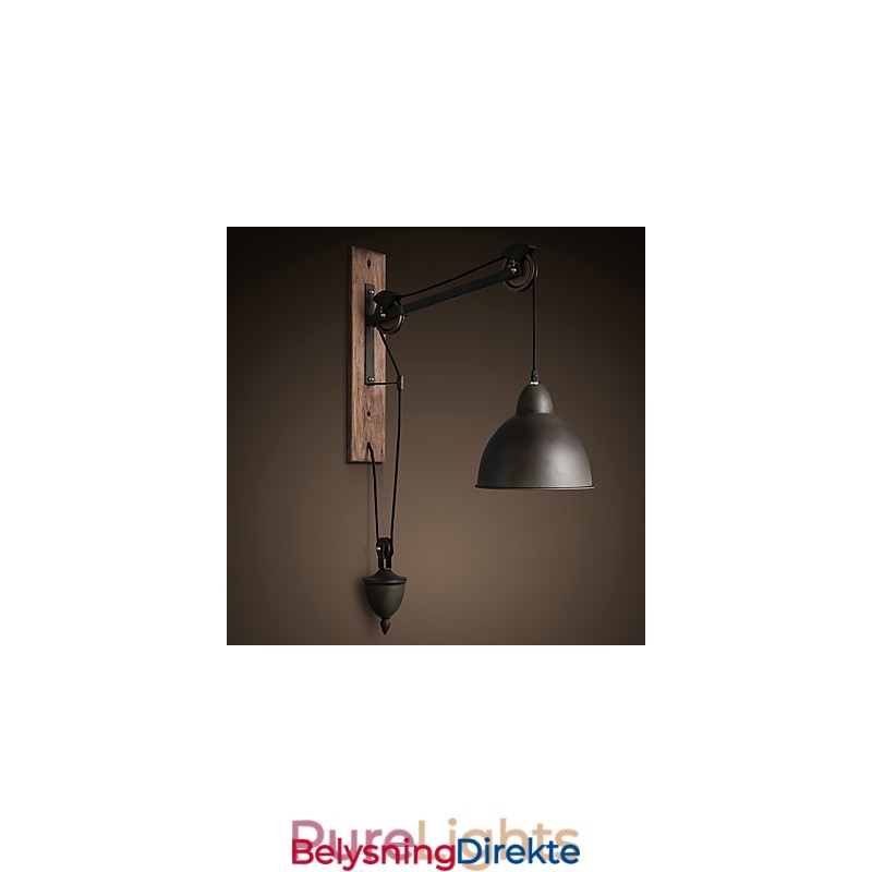 Amerikansk Landlig Vegglampe Retro Kreativ Vegglampe I Tre Med Trinser