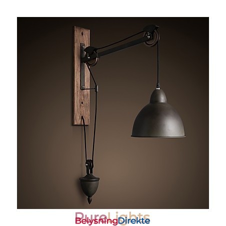 Amerikansk Landlig Vegglampe Retro Kreativ Vegglampe I Tre Med Trinser