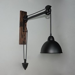Amerikansk Landlig Vegglampe Retro Kreativ Vegglampe I Tre Med Trinser