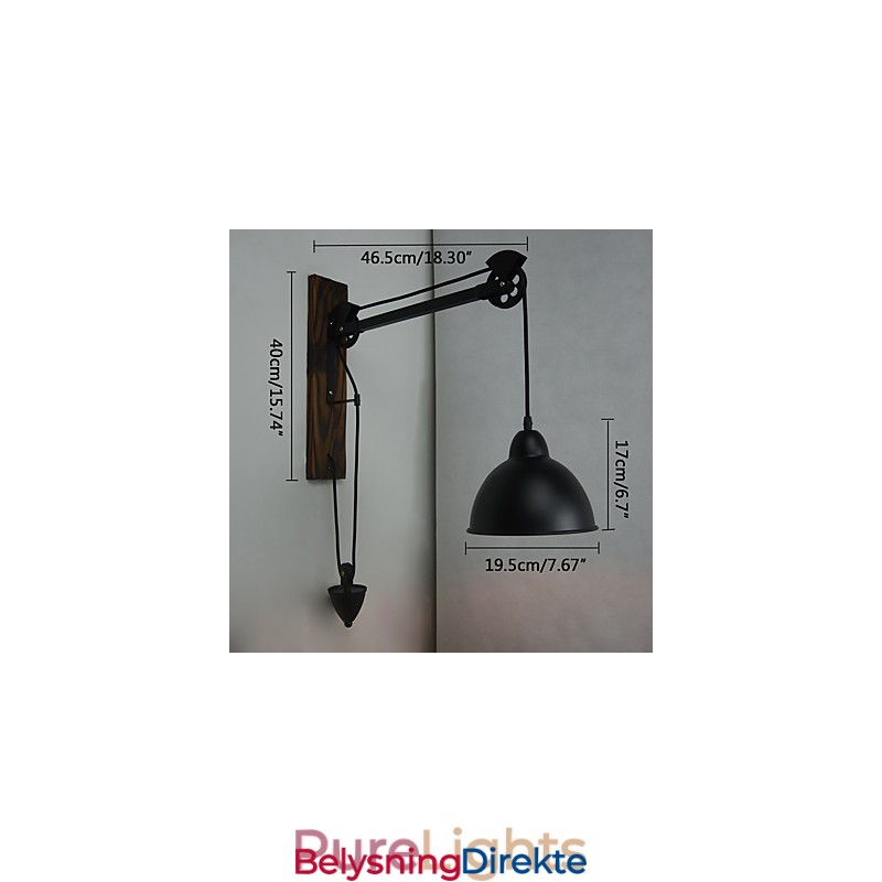 Amerikansk Landlig Vegglampe Retro Kreativ Vegglampe I Tre Med Trinser