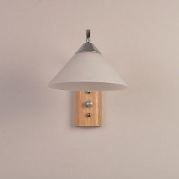 Enkel Vegglampe, Nattbordslampe Med Glassskjerm Og Heltre Til Soverom, Kommode, Stue, Babyrom, Studentrom, Salongbord, Bokhylle