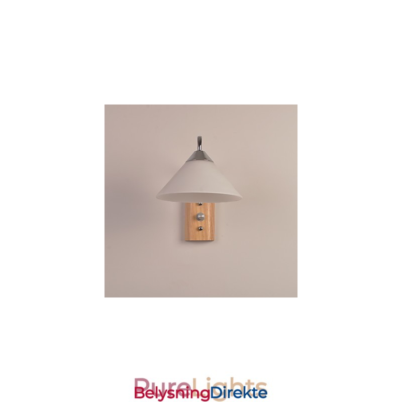 Enkel Vegglampe, Nattbordslampe Med Glassskjerm Og Heltre Til Soverom, Kommode, Stue, Babyrom, Studentrom, Salongbord, Bokhylle