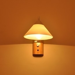 Enkel Vegglampe, Nattbordslampe Med Glassskjerm Og Heltre Til Soverom, Kommode, Stue, Babyrom, Studentrom, Salongbord, Bokhylle