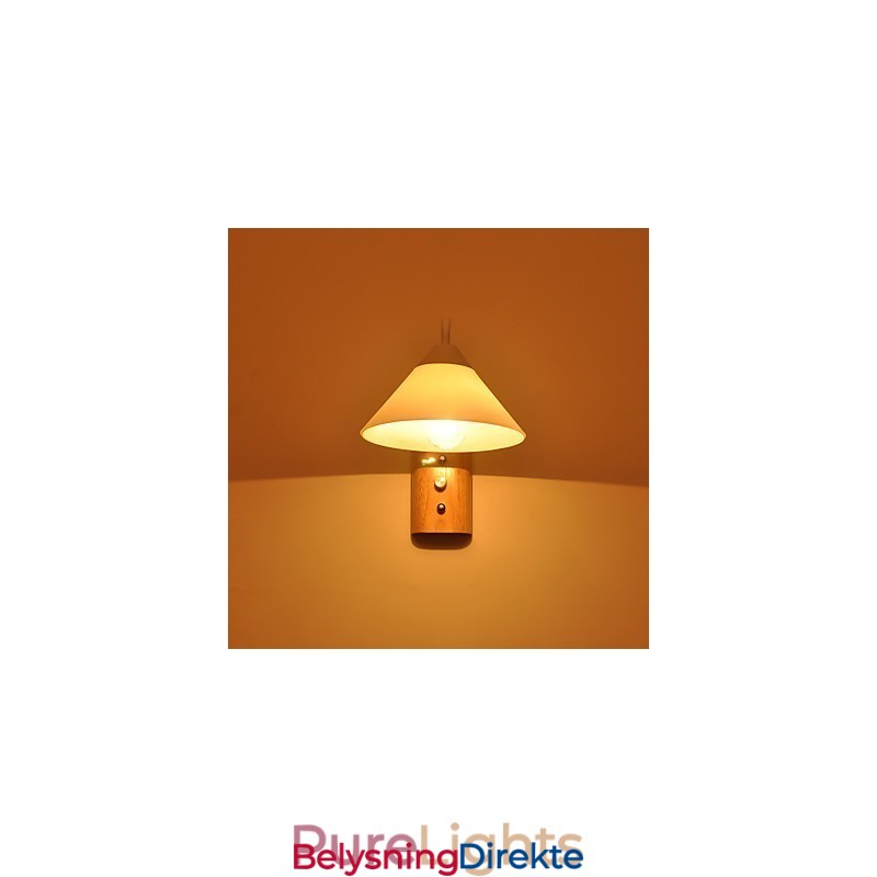 Enkel Vegglampe, Nattbordslampe Med Glassskjerm Og Heltre Til Soverom, Kommode, Stue, Babyrom, Studentrom, Salongbord, Bokhylle