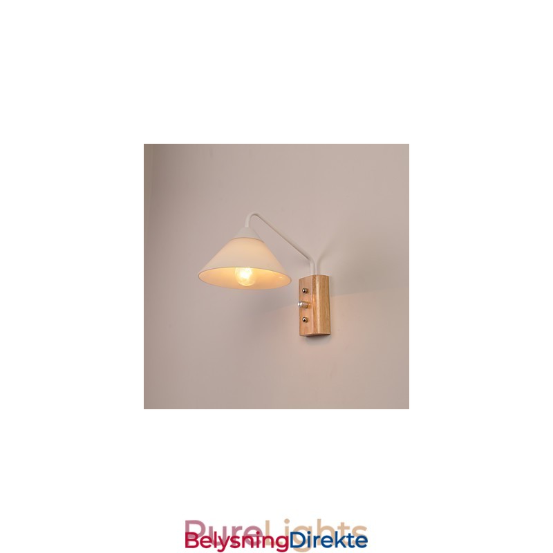 Enkel Vegglampe, Nattbordslampe Med Glassskjerm Og Heltre Til Soverom, Kommode, Stue, Babyrom, Studentrom, Salongbord, Bokhylle