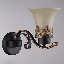 Amerikansk, Landlig Vintage Vegglampe I Metall Med Glass, Enkelt Hode, For Kantine, Stue, Entré, Dekorer Vegglampe