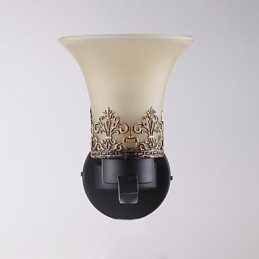 Amerikansk, Landlig Vintage Vegglampe I Metall Med Glass, Enkelt Hode, For Kantine, Stue, Entré, Dekorer Vegglampe