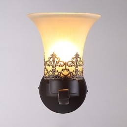 Amerikansk, Landlig Vintage Vegglampe I Metall Med Glass, Enkelt Hode, For Kantine, Stue, Entré, Dekorer Vegglampe