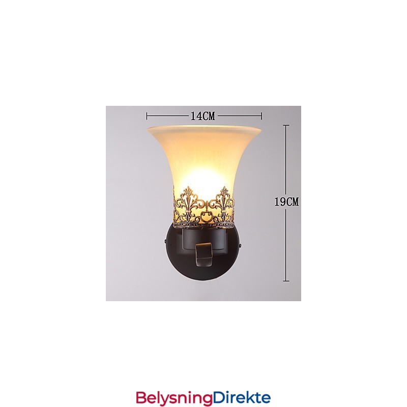 Amerikansk, Landlig Vintage Vegglampe I Metall Med Glass, Enkelt Hode, For Kantine, Stue, Entré, Dekorer Vegglampe