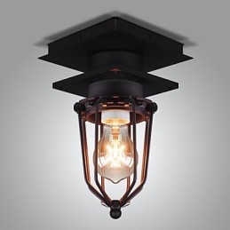 Retro Smijern Vegglampe Enkelthode Antikk Mimringslampe Loft Amerikansk Jern Vintage Liten Bur Taklampe