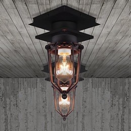 Retro Smijern Vegglampe Enkelthode Antikk Mimringslampe Loft Amerikansk Jern Vintage Liten Bur Taklampe