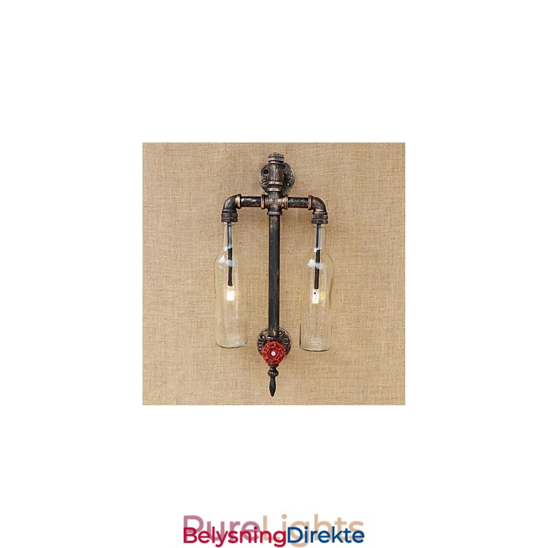 Amerikansk Tema Restaurantbar Strykejern Med Bryter Vannrør Vinflaske Vegglampe Gjennomsiktig