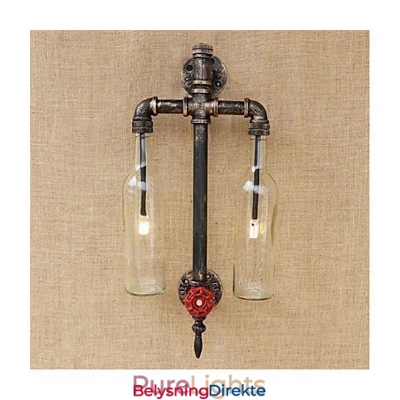 Amerikansk Tema Restaurantbar Strykejern Med Bryter Vannrør Vinflaske Vegglampe Gjennomsiktig