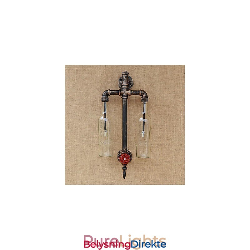 Amerikansk Tema Restaurantbar Strykejern Med Bryter Vannrør Vinflaske Vegglampe Gjennomsiktig