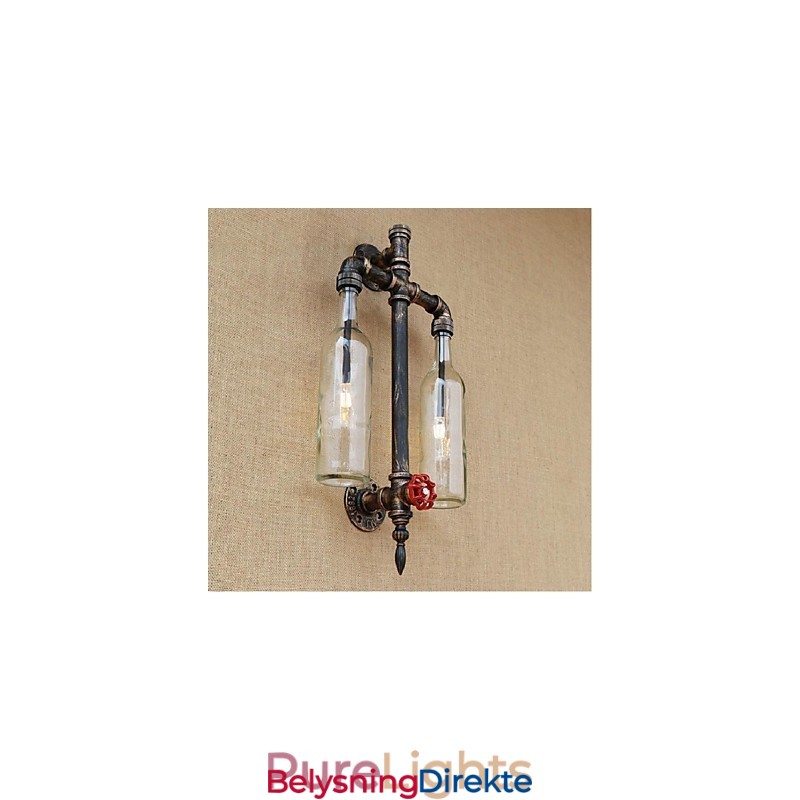 Amerikansk Tema Restaurantbar Strykejern Med Bryter Vannrør Vinflaske Vegglampe Gjennomsiktig