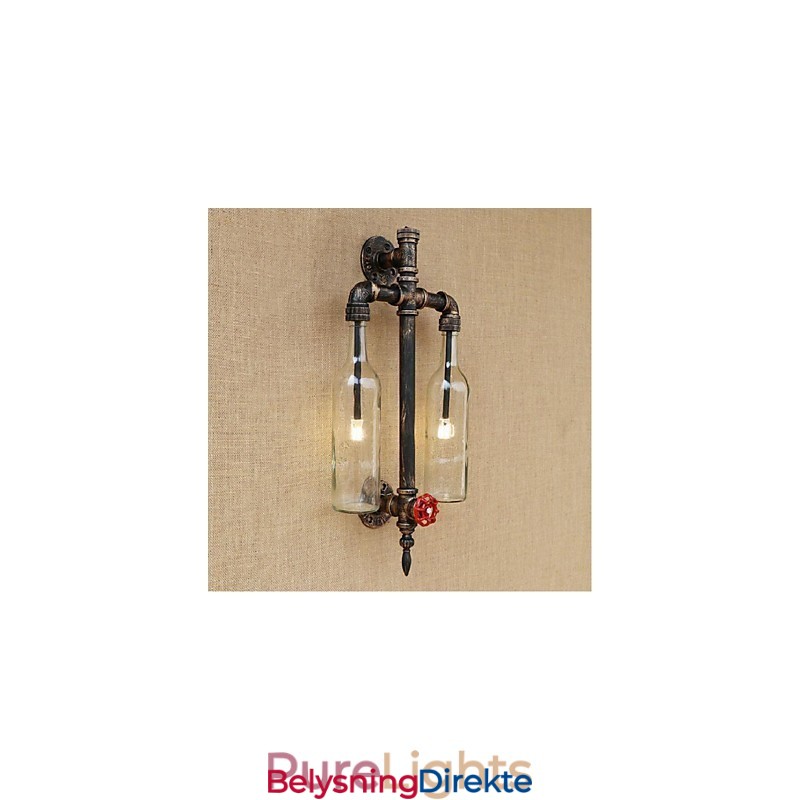 Amerikansk Tema Restaurantbar Strykejern Med Bryter Vannrør Vinflaske Vegglampe Gjennomsiktig