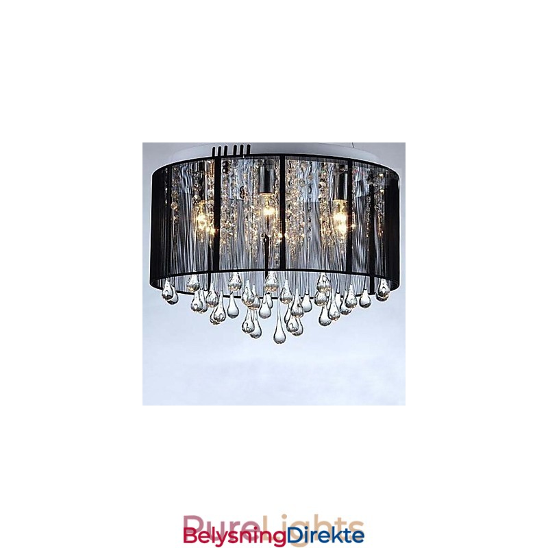 Luksuriøs Svart Krystallkrone I Taket