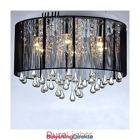 Luksuriøs Svart Krystallkrone I Taket