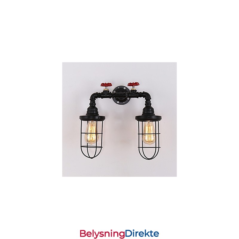 2 Hoder Retro Industrielle Rørvegglamper Enkel Loft Svart Fuglebur Metall Spisestue Kjøkken Bar Kafé Dekorasjonsbelysning