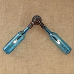 Retro Amerikansk Landsby Kreativ Industri Vind Designer Vannflaske Vegglampe Vegglampe Blå