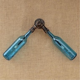 Retro Amerikansk Landsby Kreativ Industri Vind Designer Vannflaske Vegglampe Vegglampe Blå