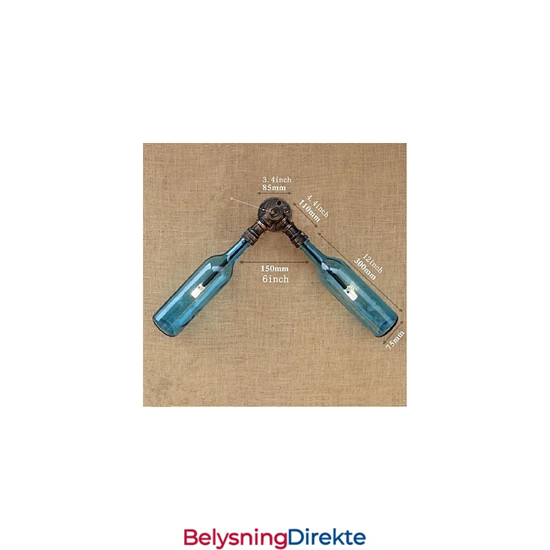 Retro Amerikansk Landsby Kreativ Industri Vind Designer Vannflaske Vegglampe Vegglampe Blå